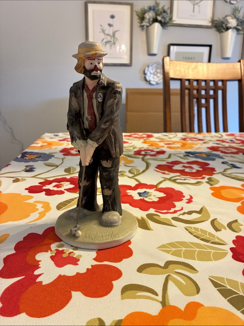 Hand-Painted Ceramic Golfer Figurine in Black and Tan